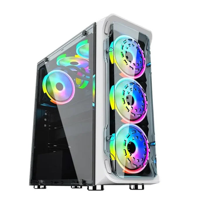 Starship ATX/M-ATX/ITX Gaming PC Desktop Computer Case White with Side Tempered Glass Panels with 6 Fan Support Starship ATX/M-ATX/ITX Gaming PC Desktop Computer Case White with Side Tempered Glass Panels with 6 Fan Support